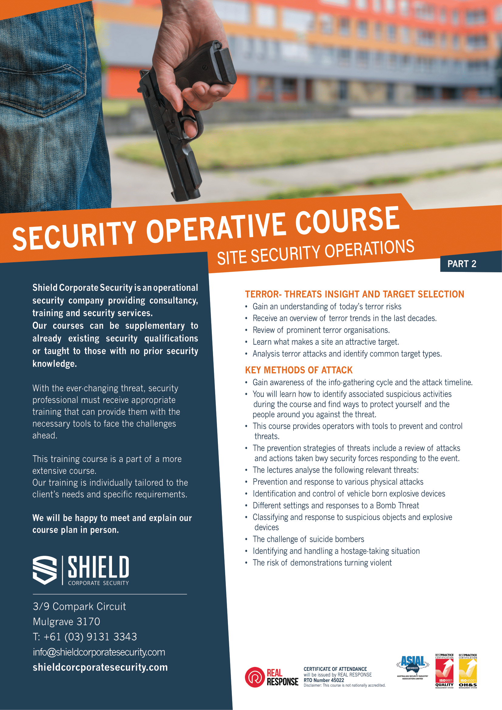 Security Training Courses Handgun Training Shield Corporate Security